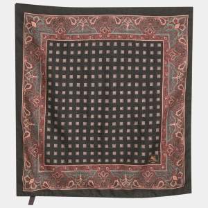 مملوكة مسبقًا Etro Black Paisley Print Wool & Silk Neckerchief
