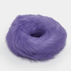 Pre Owned Etro Purple Fur Scrunchie Hair Tie