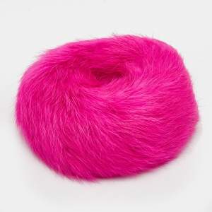 Pre Owned Etro Pink Fur Scrunchie Hair Tie