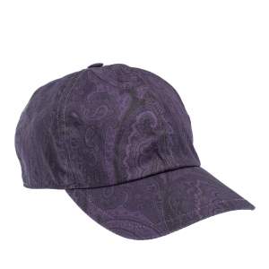 Pre Owned Etro Purple Paisley Printed Cotton Baseball Cap L