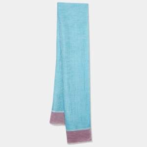 Etro Blue/Pink Linen & Cotton Stole 