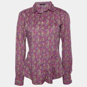 Etro Pink Paisley Print Cotton Buttoned Up Shirt L