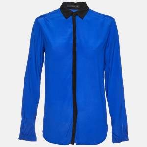 Pre Owned Etro Blue Silk Long Sleeve Shirt M