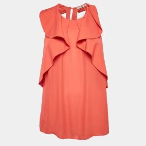 Etro Red Silk Ruffled Sleeveless Top L