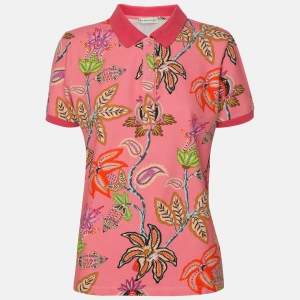 Pre Owned Etro Pink Floral Printed Fabric T-Shirt M
