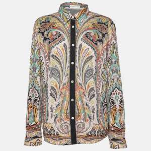 Etro Multicolor Print Cotton Blend Full Sleeve Shirt M