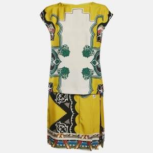 Etro Green Printed Silk Layered Shift Dress S