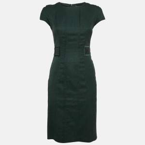 Etro Green Embroidered Wool Cap Sleeve Short Dress S