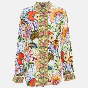 Etro Multicolor Floral Print Silk Button Front Shirt XL 