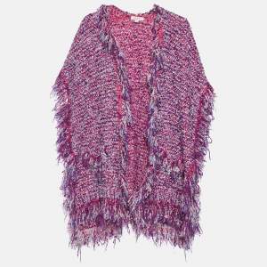 Etro Pink Boucle Fringed Open Front Cardigan One Size
