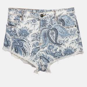 Etro Blue Paisley Print Denim Shorts M Waist 30"