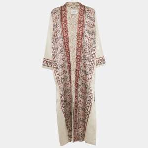 Etro Multicolor/Beige Paisley Jacquard Open Front Overcoat M