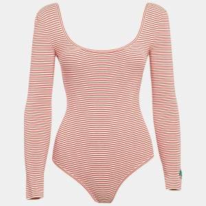 Etro Red/White Striped Jersey Long-Sleeve Bodysuit S