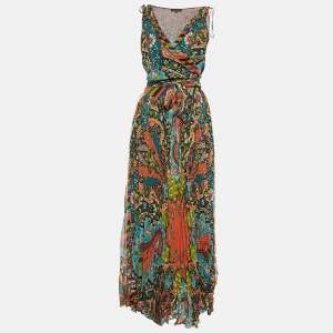 Etro Multicolor Printed Silk Chiffon Wrap Dress M