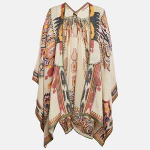 Etro Multicolor/Beige Jacquard Open Front Cape ONE SIZE