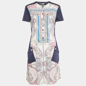 Etro Navy Blue Printed Cotton Short Dress M