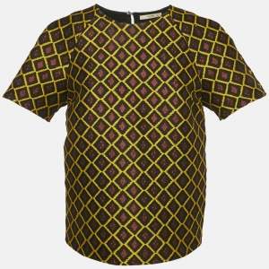 Etro Brown/Yellow Geometric Jacquard Blouse M