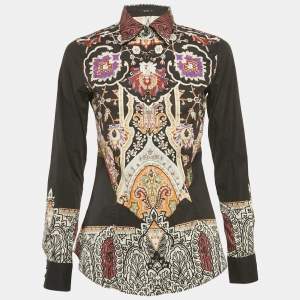 Etro Black Paisley Print Cotton Button Front Shirt S