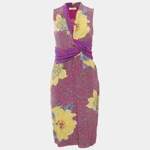 Etro Purple Printed Silk Sleeveless Short Dress M