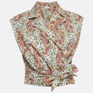 Etro Multicolor Floral Print Sleeveless Wrap Top M