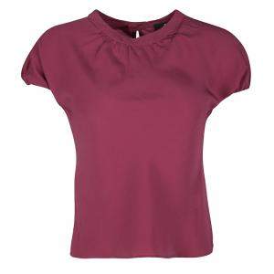 Pre Owned Etro Red Silk Short Sleeve Top S