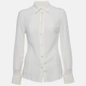 Pre Owned Etro Cream Silk Full Sleeves Shirt M