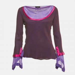 Pre Owned Etro Purple Silk Layered Silk Top M/L