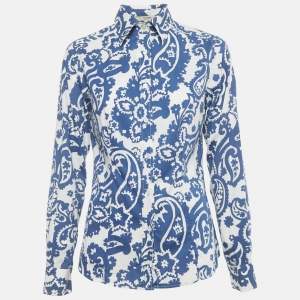 Pre Owned Etro White Paisley Print Cotton Full Sleeve Shirt M 