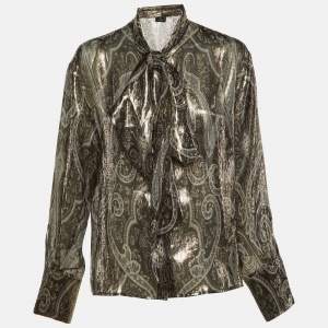 Pre Owned Etro Metallic Lame neck Tie Detail Top L