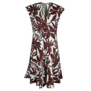 Pre Owned Etro Multicolor Leaf Print Cotton V-Neck Sleeveless Dress M