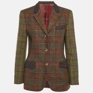 Pre Owned Etro Multicolor Wool Houndstooth Pattern Blazer M