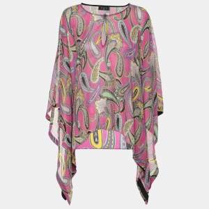 Pre Owned Etro Multicolor Silk Draped Paisley Print Blouse M