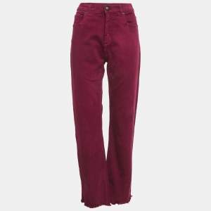 Pre Owned Etro Burgundy Floral Print Denim Jeans M/Waist 29"