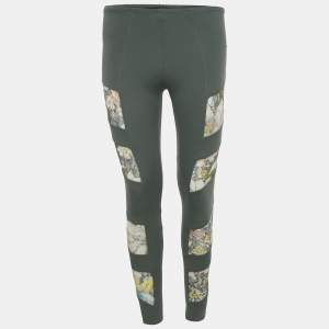 Pre Owned بنطلون إيترو دانتيل وتريكو أخضر مقاس صغير/متوسط