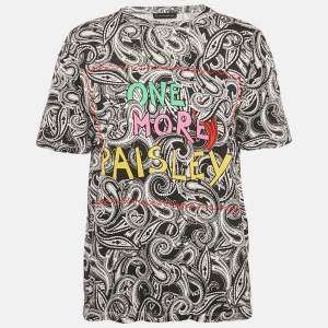 مملوكة مسبقًا Etro Black Paisley Printed Cotton T-Shirt S