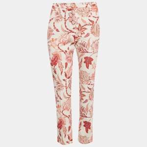 مملوكة مسبقًا Etro White/Pink Paisley Print Gabardine Pants L