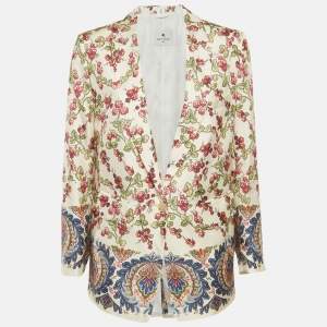 Pre Owned Etro Multicolour Berry Print Silk Blazer M