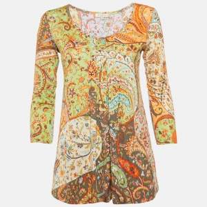 Pre Owned Etro Multicolour Printed Jersey Long Sleeve Top M