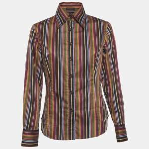 Pre Owned Etro Multicolor Striped Cotton Long Sleeve Shirt M