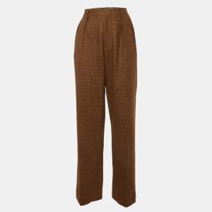 مملوكة مسبقًا Etro Brown Houndstooth Wool Trousers M