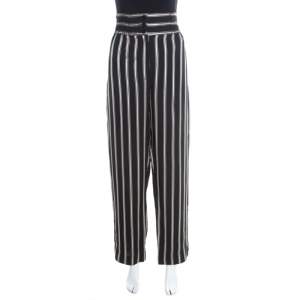 Etro Monochrome Striped Elasticized Waist Wide Leg Pants M