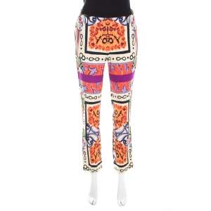 Etro Multicolor Digital Printed Crepe Straight Fit Trousers S