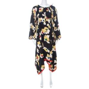 Pre Owned Etro Multicolor Floral Printed Linen Wrap Dress L 