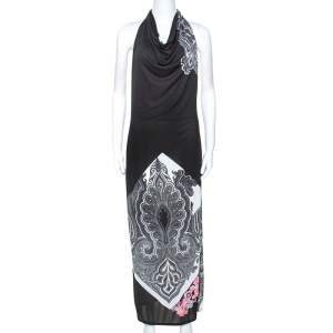 Etro Black Paisley Print Cowl Halterneck Maxi Dress M