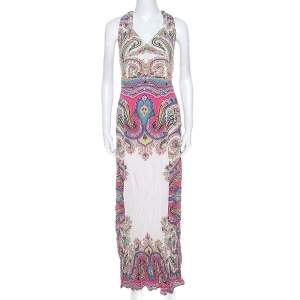 Pre Owned Etro Multicolor Paisley Print Crepe Maxi Dress L