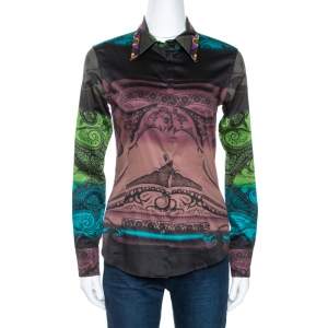 Etro Multicolor Gradient Printed Stretch Cotton Shirt S