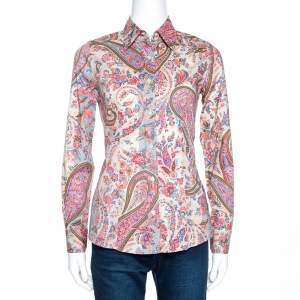 Etro Multicolor Paisley Print Stretch Cotton Shirt S
