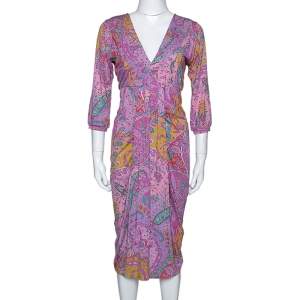 Etro Multicolor Cotton Watercolor Paisley Printed Dress L
