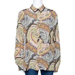 Pre Owned Etro Multicolor Paisley Printed Silk Button Front Shirt L