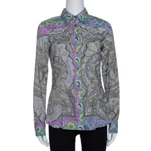 Pre Owned Etro Multicolor Paisley & Floral Print Stretch Cotton Shirt M